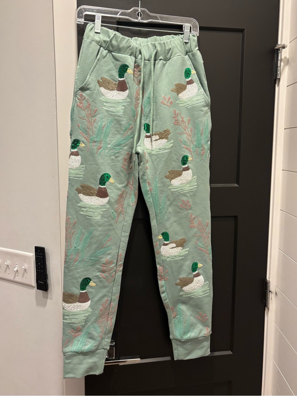 Belle Cher Marsh Mallard Sweatpants Sequin Embellished Duck Goose Hunting Jogger